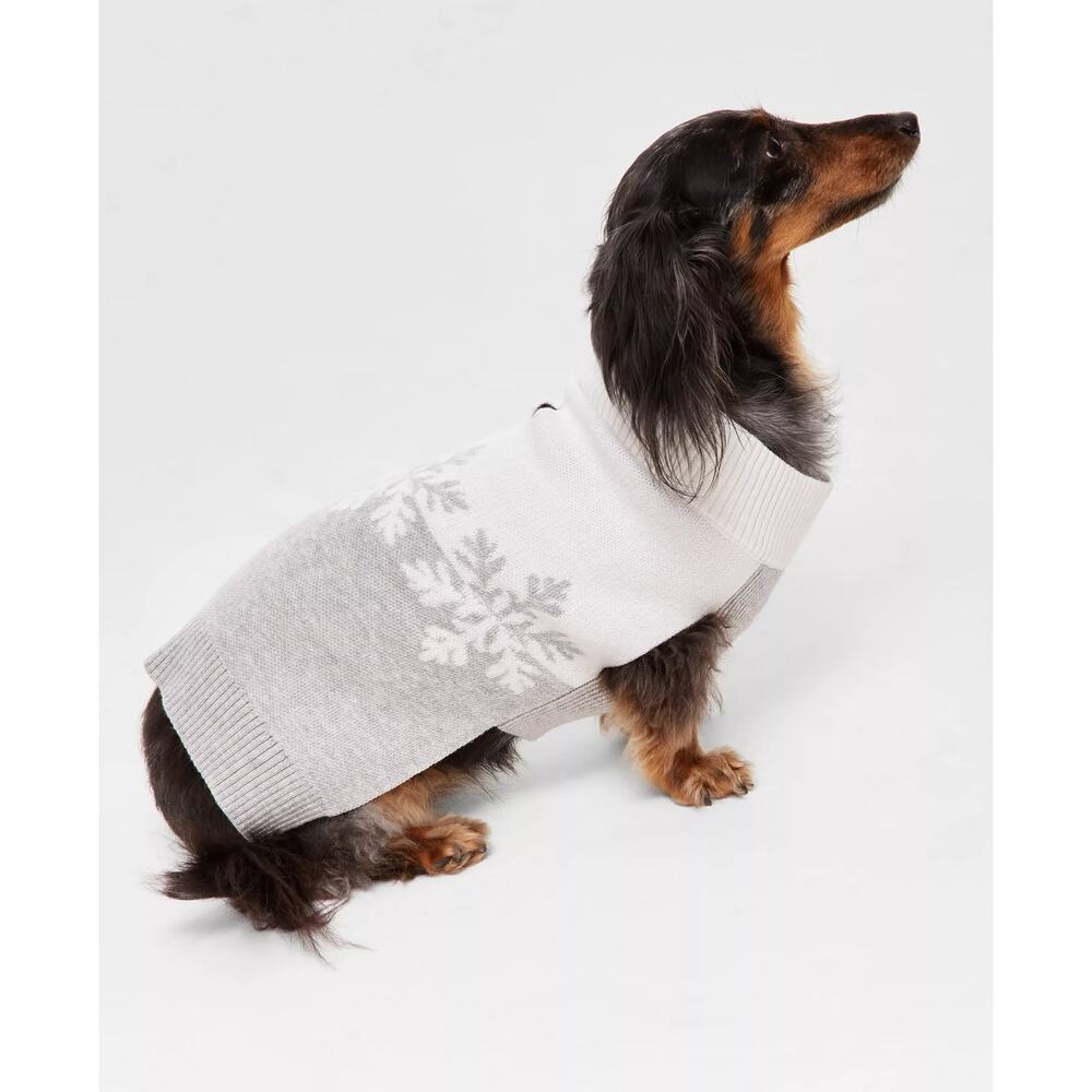 Holiday Lane Colorblocked Snowflake Pet Sweater In Gray Cream